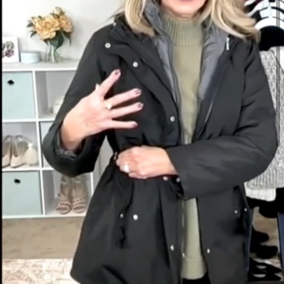 2-in-1 ! Susan Graver Water Resistant Systems Jacket, Black & Dark Gray, A460573 - Picture 1 of 13